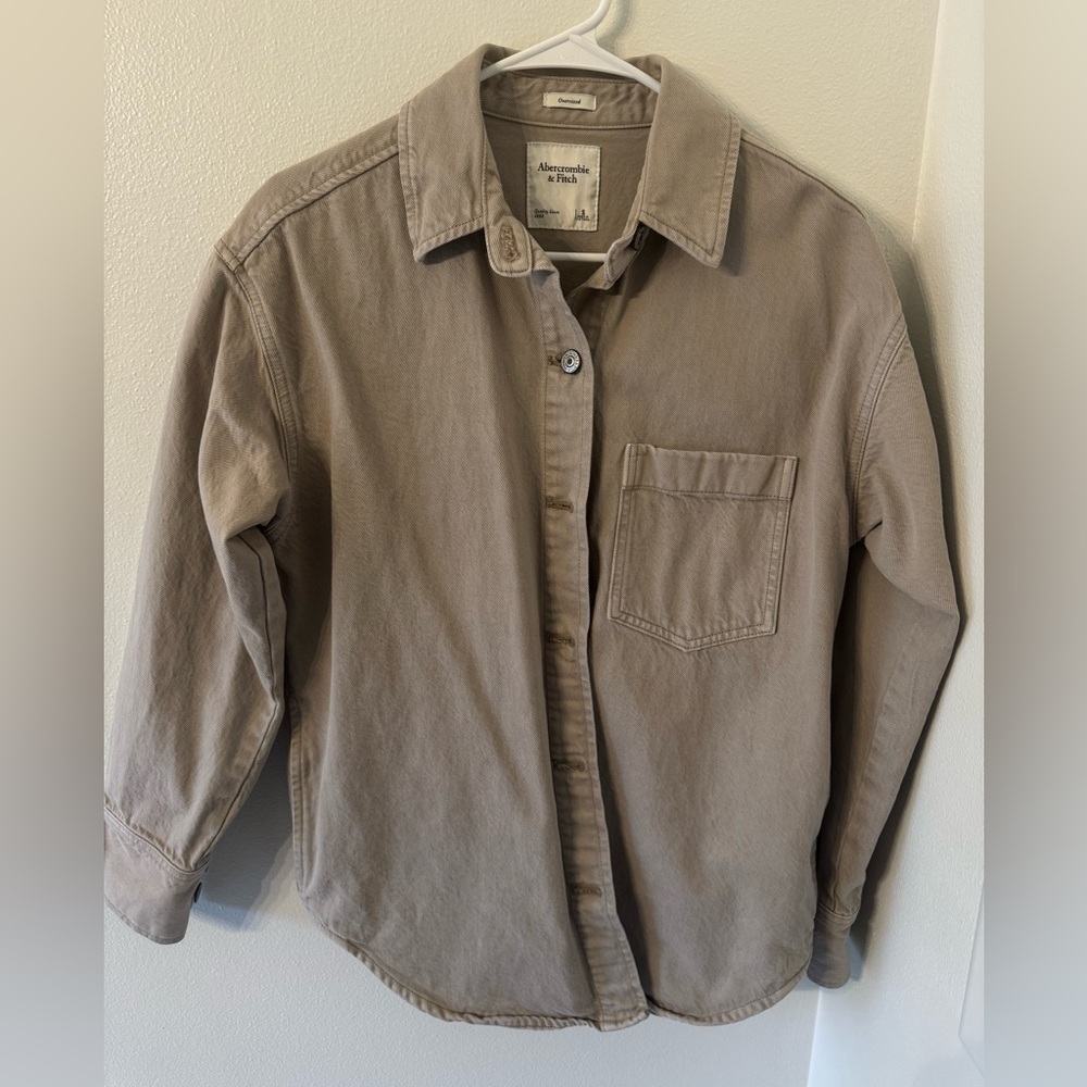 Abercrombie & Fitch Beige Oversized Shirt Jacket